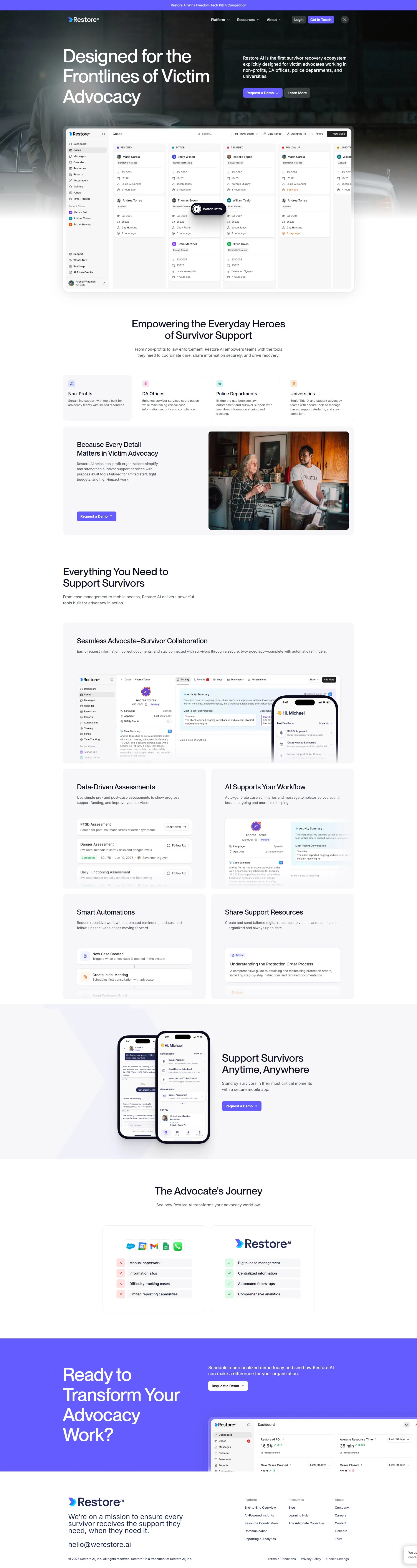Restore landing page