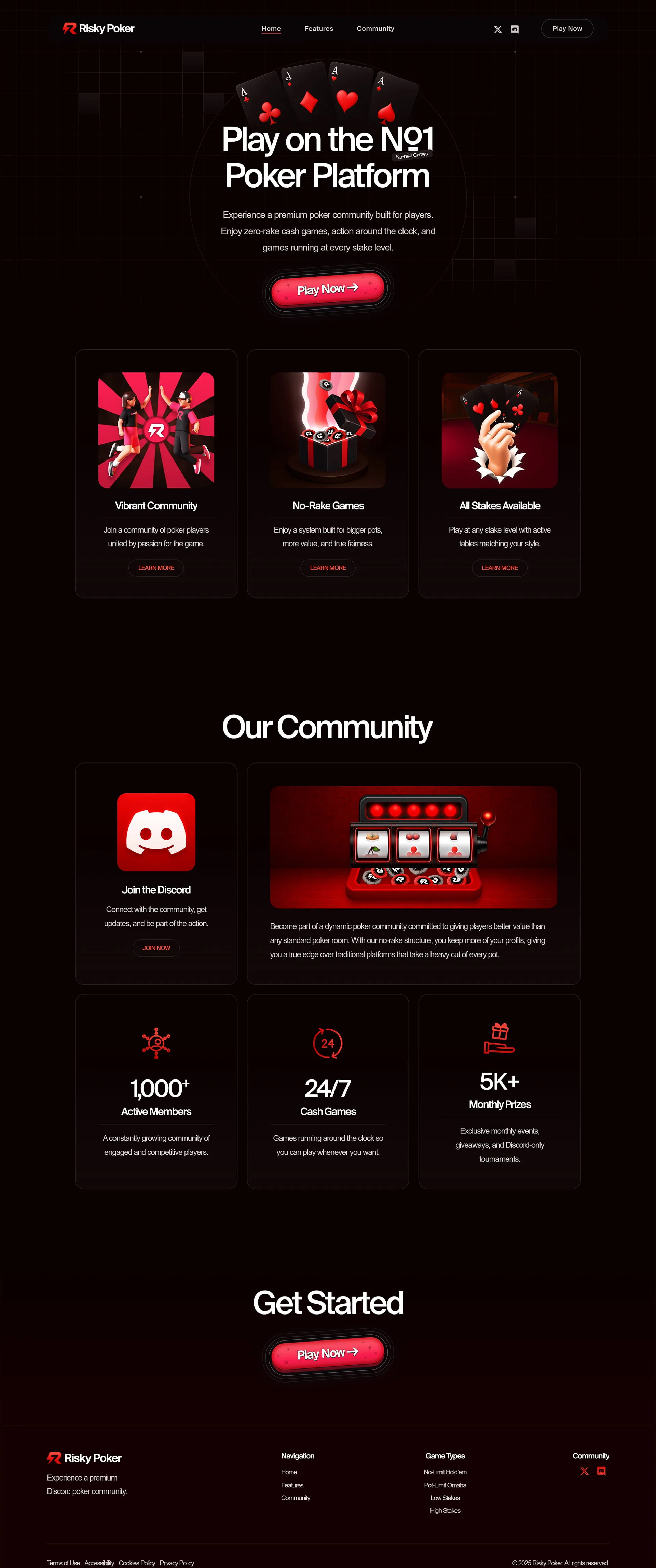 Risky Poker landing page